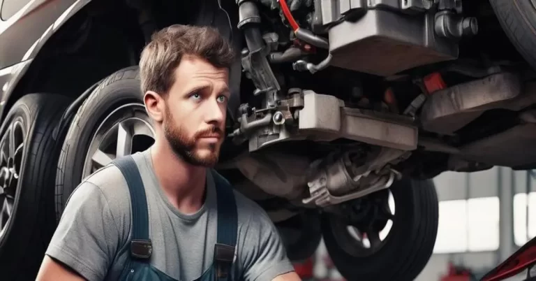 A mechanic fixing a car